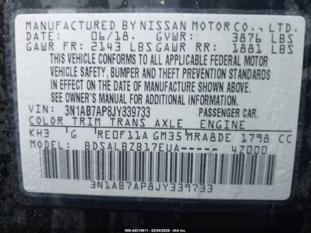 2018 NISSAN SENTRA 3N1AB7AP8JY339733 Photo 8