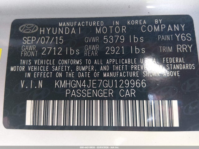 KMHGN4JE7GU129966 Hyundai Genesis 3.8