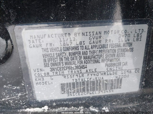 3N1CE2CP6EL393454 Nissan Versa Note S (sr)