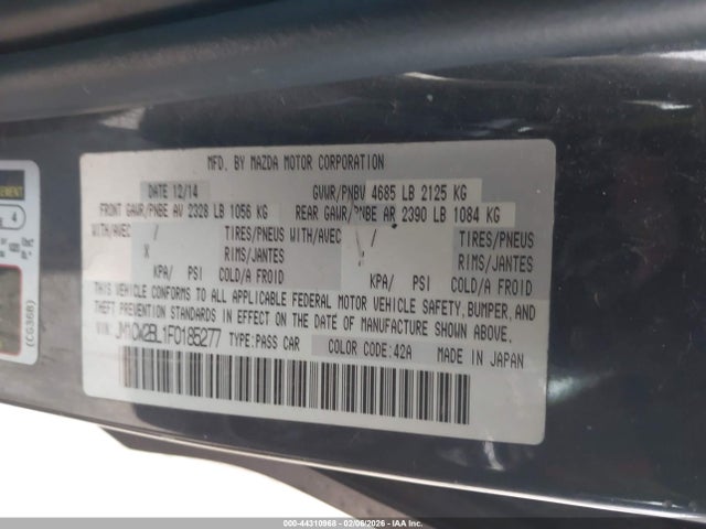 Продаж на аукціоні авто 2015 Mazda Mazda5 Sport, vin: JM1CW2BL1F0185277, номер лоту: 44310968