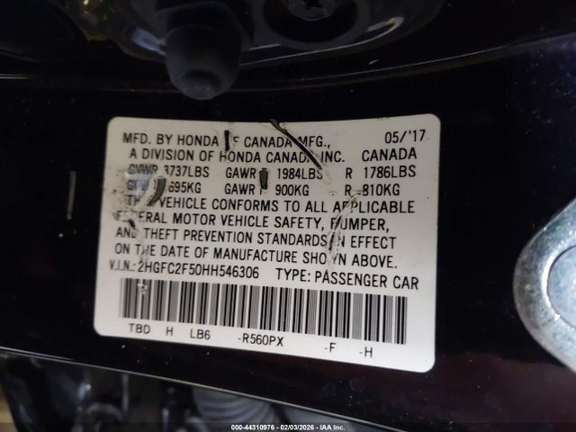 Aukcja sprzedaży 2017 Honda Civic Lx, vin: 2HGFC2F50HH546306, numer aukcji: 44310976