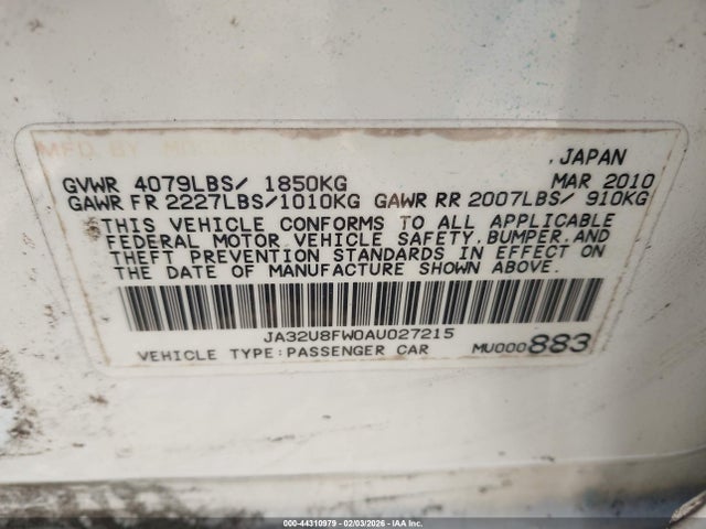 2010 MITSUBISHI LANCER JA32U8FW0AU027215 Photo 8