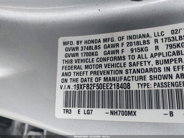 Honda Civic Lx 2014 19XFB2F50EE218408 Image 9