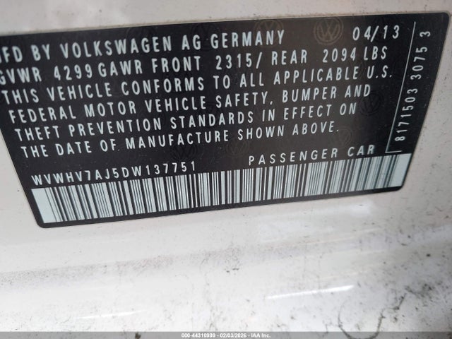 2013 VOLKSWAGEN GTI WVWHV7AJ5DW137751 Photo 8