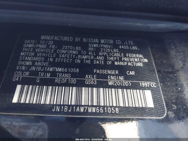 JN1BJ1AW7MW661058 Nissan Rogue Sport S Awd Xtronic Cvt