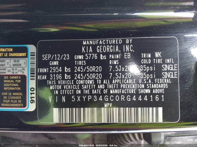 5XYP34GC0RG444161 KIA Telluride Ex