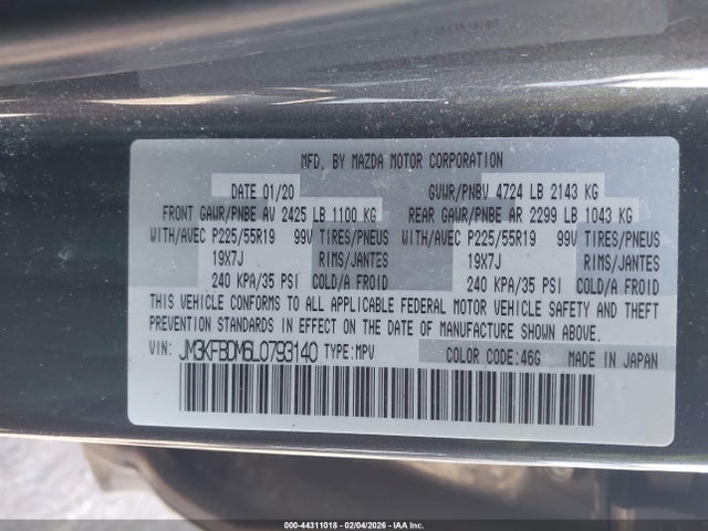 Aukcja sprzedaży 2020 Mazda Cx-5 Grand Touring, vin: JM3KFBDM6L0793140, numer aukcji: 44311018