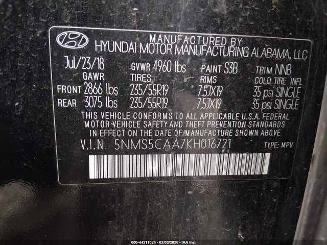Hyundai Santa Fe Ultimate 2.0t 2019 5NMS5CAA7KH016721 Image 9