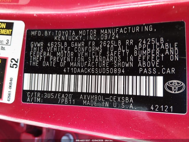 Toyota CAMRY SE 2025 4T1DAACK6SU050894 Image 9
