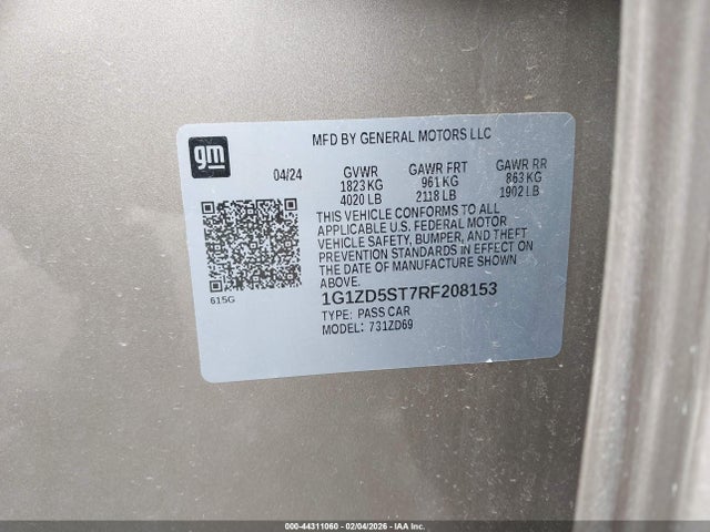 1G1ZD5ST7RF208153 Chevrolet Malibu Fwd 1lt