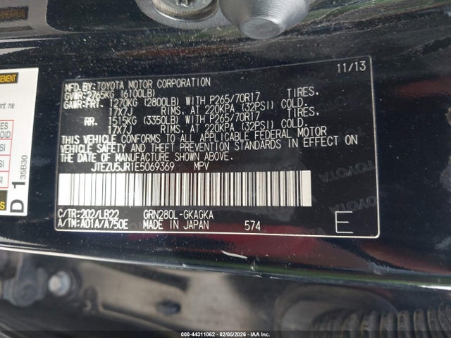 JTEZU5JR1E5069369 Toyota 4runner Sr5 Premium