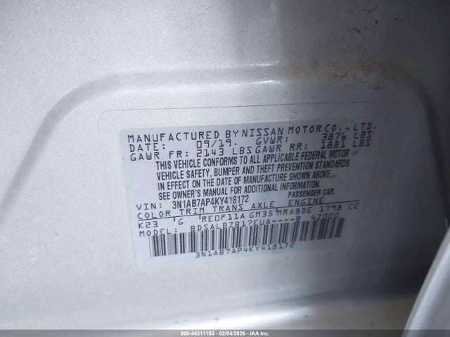 Nissan SENTRA S 2019 3N1AB7AP4KY418172 Image 9