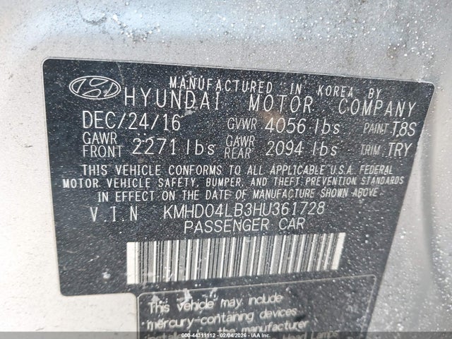 KMHD04LB3HU361728 Hyundai Elantra Sport