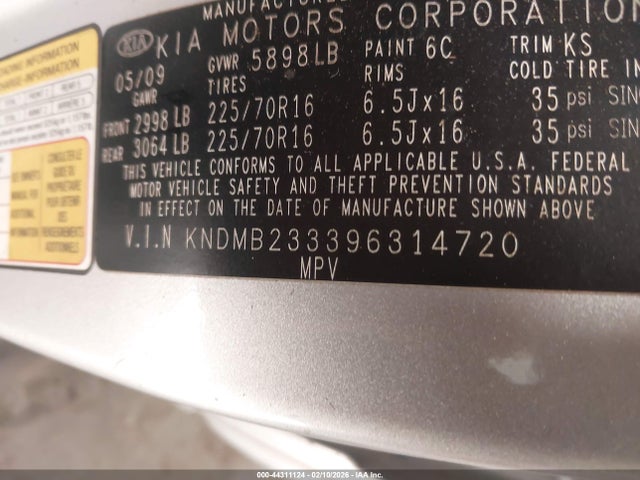 2009 KIA SEDONA KNDMB233396314720 Photo 8