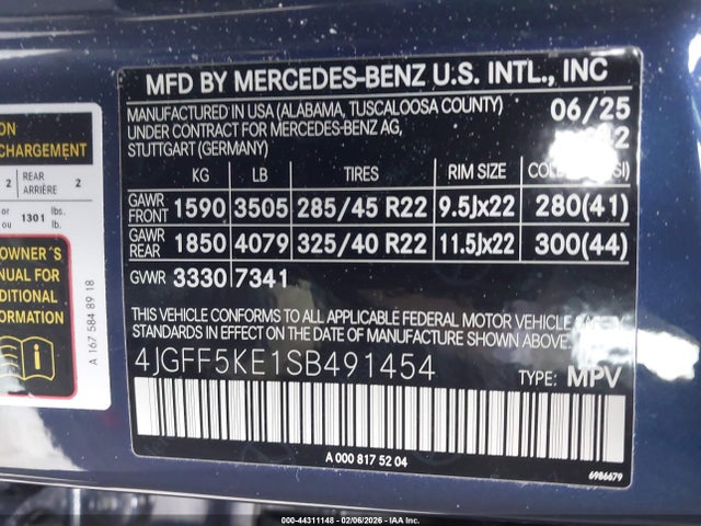 44311148 :رقم المزاد ، 4JGFF5KE1SB491454 vin ، 2025 Mercedes-benz Gls 450 4matic مزاد بيع