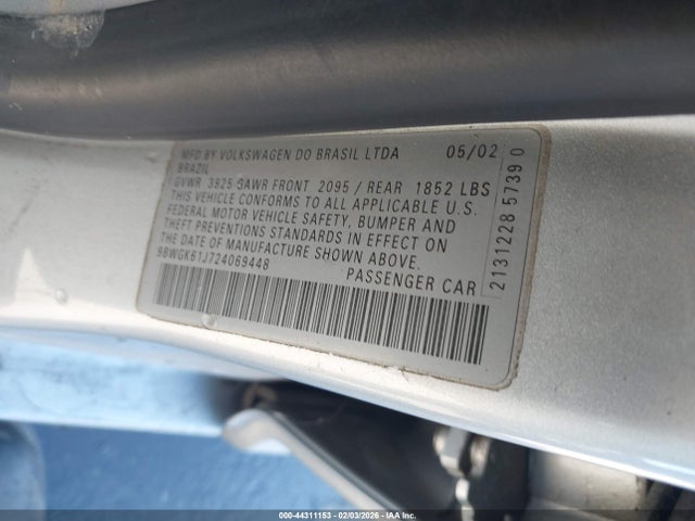 2002 Volkswagen Golf Gls 2.0l მანქანა იყიდება აუქციონზე, vin: 9BWGK61J724069448, აუქციონის ნომერი: 44311153