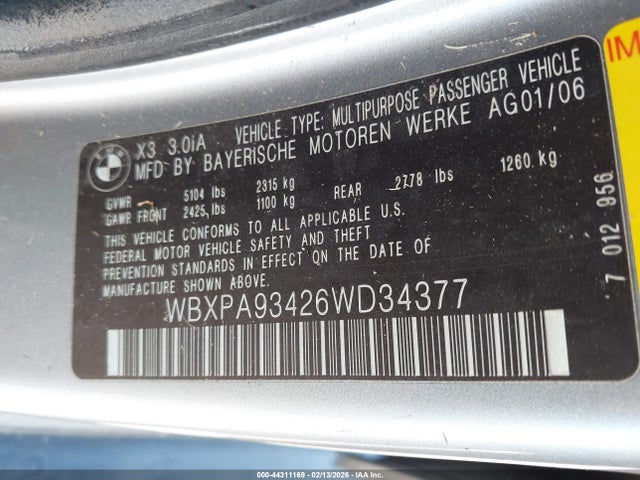 2006 BMW X3 WBXPA93426WD34377 Photo 8