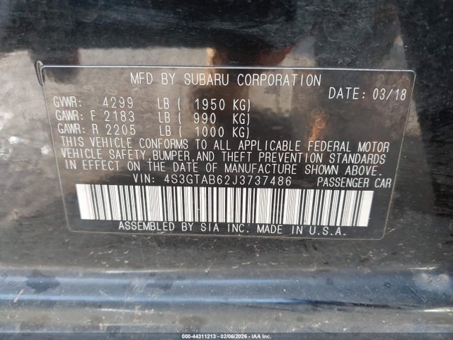 2018 SUBARU IMPREZA 4S3GTAB62J3737486 Photo 8