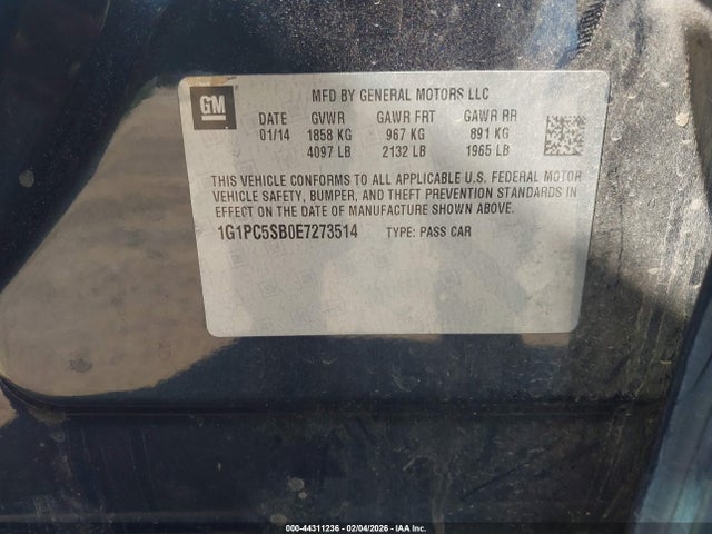 1G1PC5SB0E7273514 Chevrolet Cruze 1lt Auto