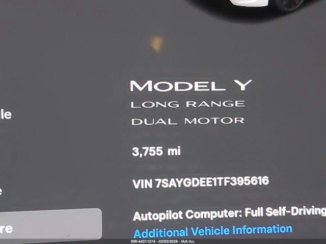 7SAYGDEE1TF395616 Tesla Model Y Long Range Launch Series/premium All-wheel Drive