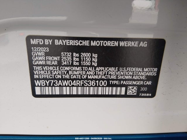 WBY73AW04RFS36100 BMW I4 Gran Coupe Edrive40