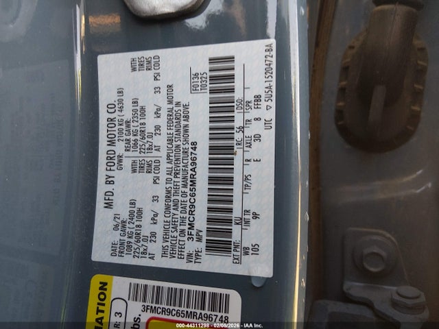 3FMCR9C65MRA96748 Ford Bronco Sport Outer Banks
