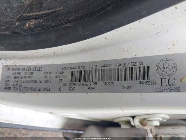 Продаж на аукціоні авто 2019 Ram 1500 Rebel, vin: 1C6SRFLT7KN808317, номер лоту: 44311314