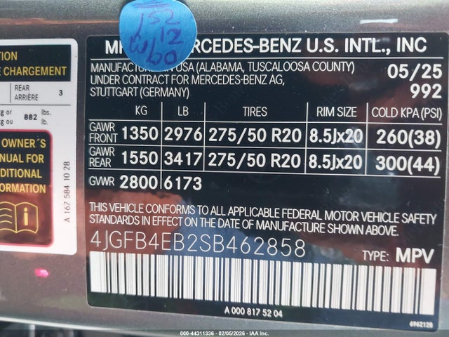 4JGFB4EB2SB462858 Mercedes-Benz GLE 350