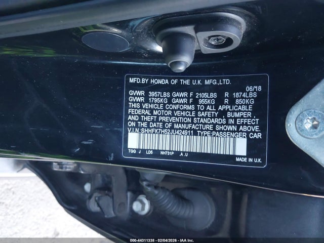Honda CIVIC EX 2018 SHHFK7H52JU424911 Image 9