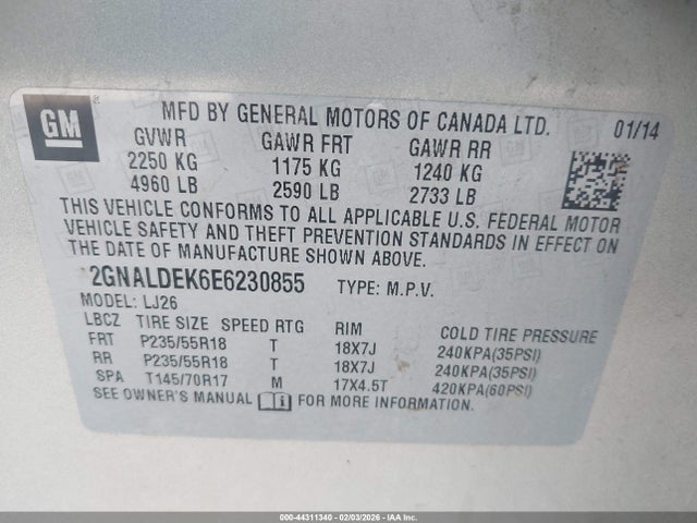 Chevrolet Equinox Ltz 2014 2GNALDEK6E6230855 Image 9
