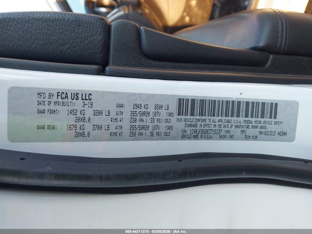 1C4RJFBG2KC715137 Jeep Grand Cherokee Limited X 4x4