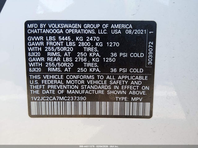 2021 VOLKSWAGEN ATLAS CROSS SPORT 1V2JC2CA7MC237390 Photo 8