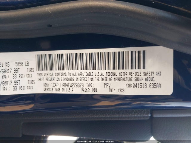 1C4PJLAB4EW270379 Jeep Cherokee Sport