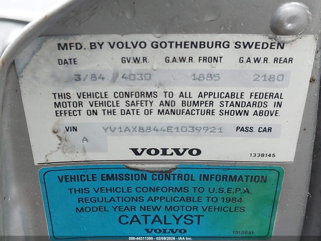 1984 VOLVO 244 YV1AX8844E1039921 Photo 8