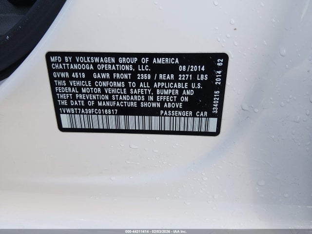 2015 VOLKSWAGEN PASSAT 1VWBT7A39FC016817 Photo 8