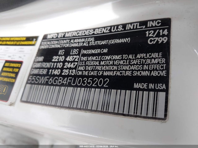 Продаж на аукціоні авто 2015 Mercedes-benz C 400 4matic, vin: 55SWF6GB4FU035202, номер лоту: 44311415