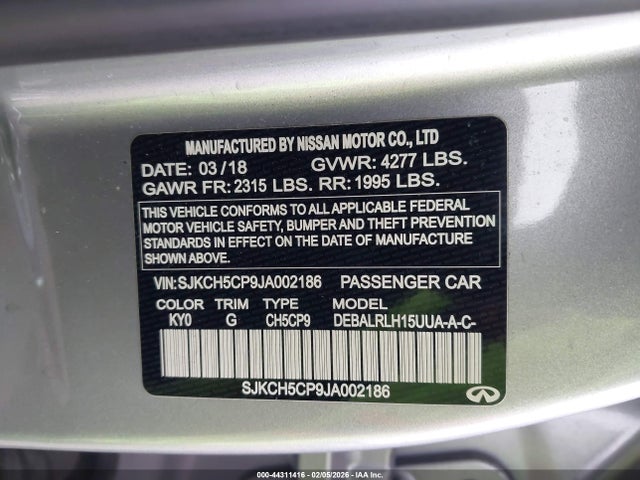 Продажа на аукционе авто 2018 Infiniti Qx30 Essential, vin: SJKCH5CP9JA002186, номер лота: 44311416