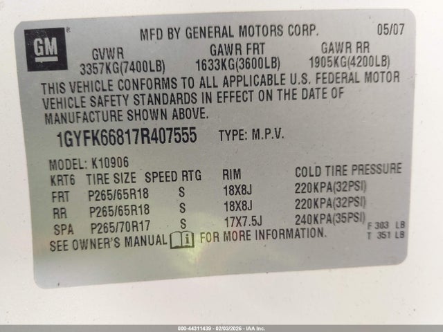 2007 CADILLAC ESCALADE ESV 1GYFK66817R407555 Photo 8