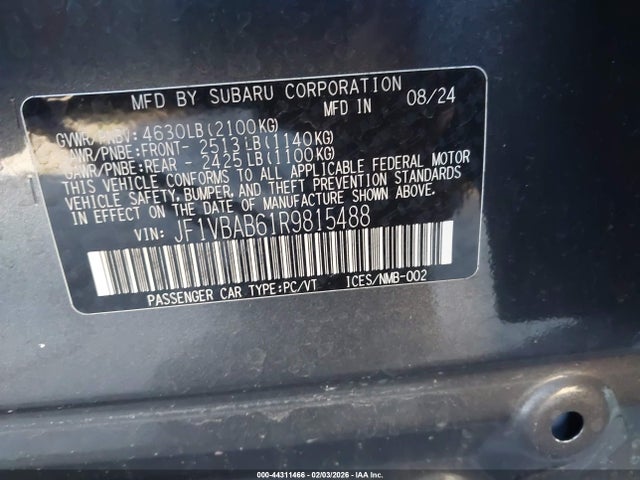 Subaru WRX 2024 JF1VBAB61R9815488 Image 9