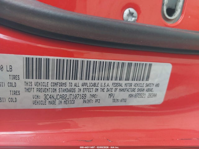 3C4NJCAB2JT107169 Jeep Compass Sport Fwd