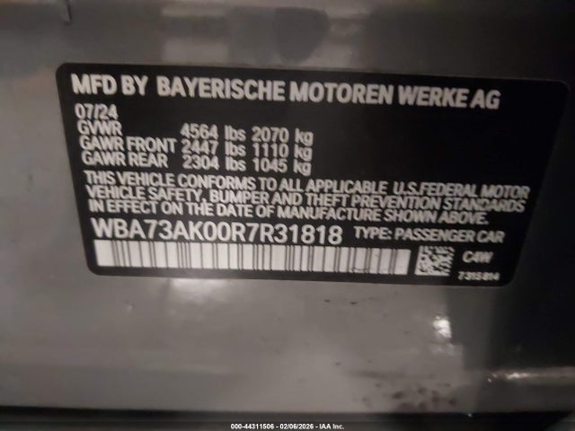 44311506 :رقم المزاد ، WBA73AK00R7R31818 vin ، 2024 Bmw 228i Gran Coupe Xdrive مزاد بيع