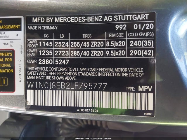 W1N0J8EB2LF795777 Mercedes-Benz Glc 300 Coupe 4matic
