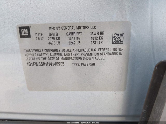 1G1FW6S01H4140905 Chevrolet BOLT EV LT