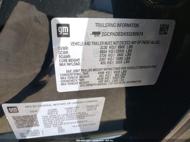 2GCPADEDXS1150574 Chevrolet Silverado 1500 2wd Short Bed Rst