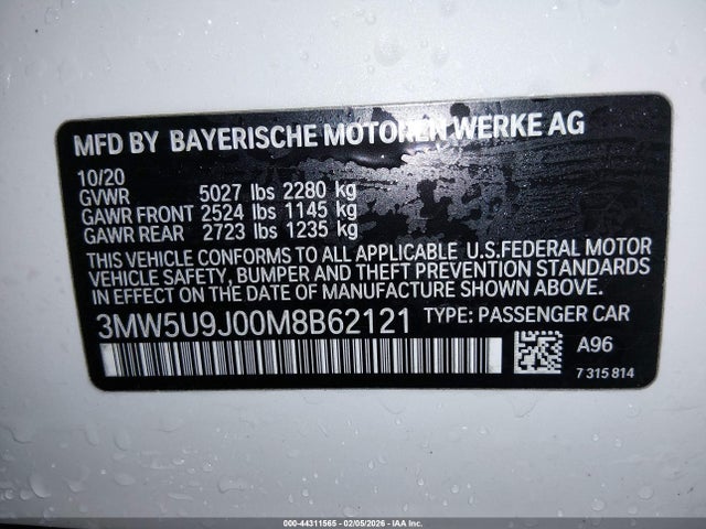2021 BMW 3 SERIES 3MW5U9J00M8B62121 Photo 8