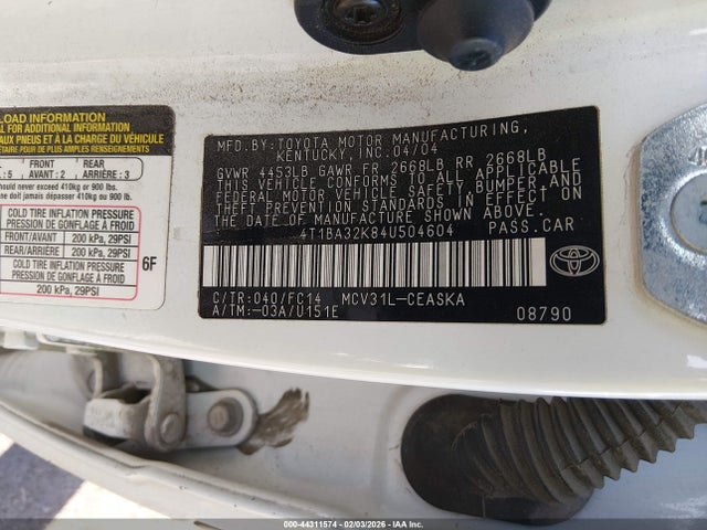 2004 TOYOTA CAMRY 4T1BA32K84U504604 Photo 8