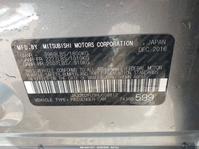 2017 MITSUBISHI LANCER JA32U2FU3HU008812 Photo 8