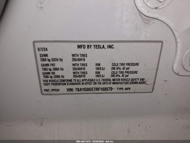 2024 TESLA MODEL Y 7SAYGDEE7RF160579 Photo 8