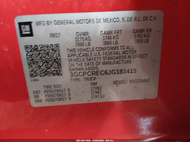 3GCPCREC6JG183415 Chevrolet Silverado 1500 1lt