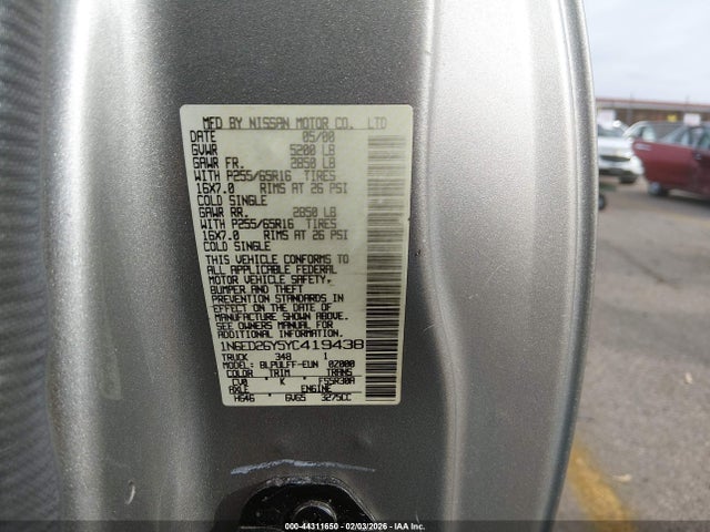 2000 NISSAN FRONTIER 1N6ED26Y5YC419438 Photo 8